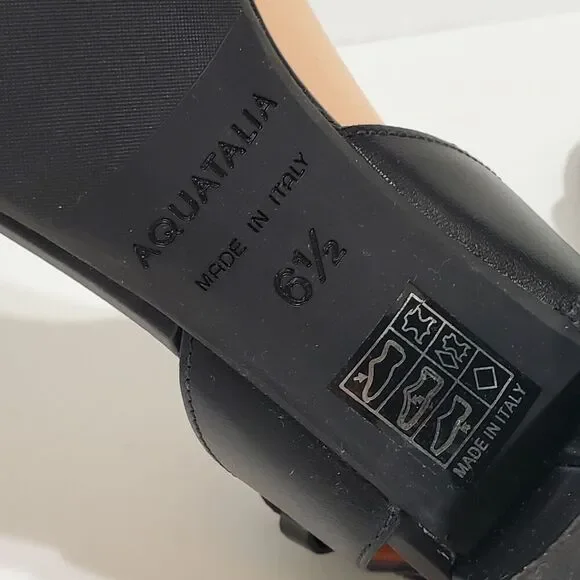 Aquatalia Womens Leather Sandals Sz 6.5M Samara Perforated Block Heel Black - Picture 7 of 8